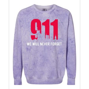 9-11 We Will Never Forget Colorblast Crewneck Sweatshirt