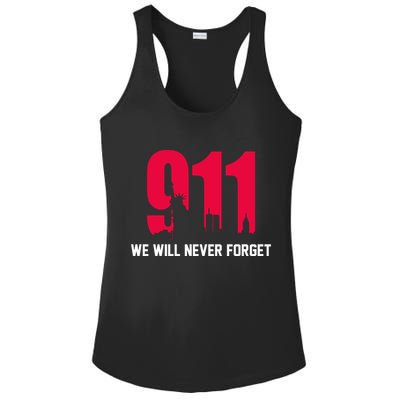 9-11 We Will Never Forget Ladies PosiCharge Competitor Racerback Tank