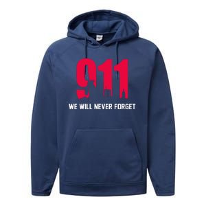 9-11 We Will Never Forget Performance Fleece Hoodie