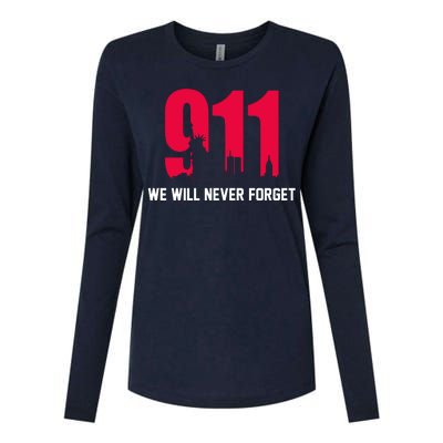 9-11 We Will Never Forget Womens Cotton Relaxed Long Sleeve T-Shirt