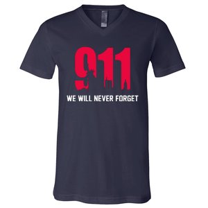 9-11 We Will Never Forget V-Neck T-Shirt