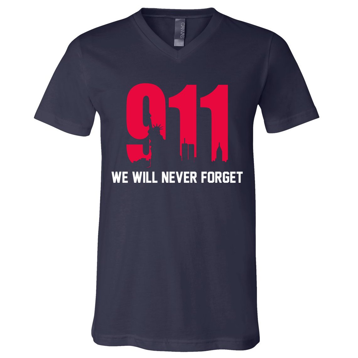 9-11 We Will Never Forget V-Neck T-Shirt