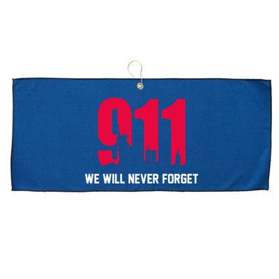 9-11 We Will Never Forget Large Microfiber Waffle Golf Towel