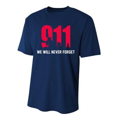 9-11 We Will Never Forget Performance Sprint T-Shirt