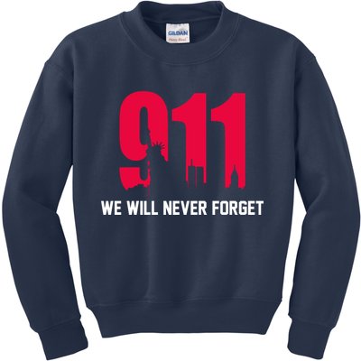 9-11 We Will Never Forget Kids Sweatshirt