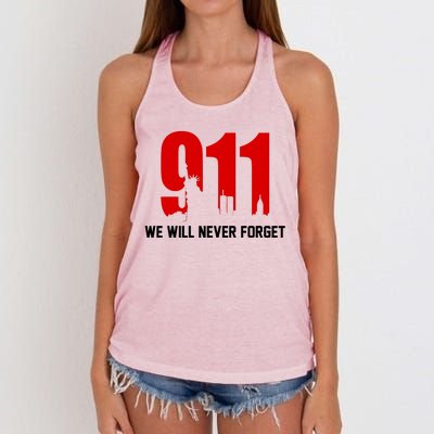 9-11 We Will Never Forget Women's Knotted Racerback Tank