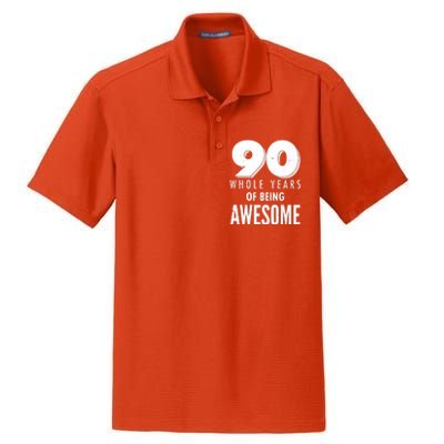 90 Whole Years of Being Awesome Birthday Dry Zone Grid Polo