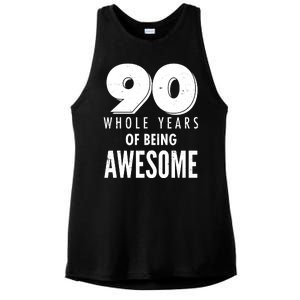 90 Whole Years of Being Awesome Birthday Ladies PosiCharge Tri-Blend Wicking Tank