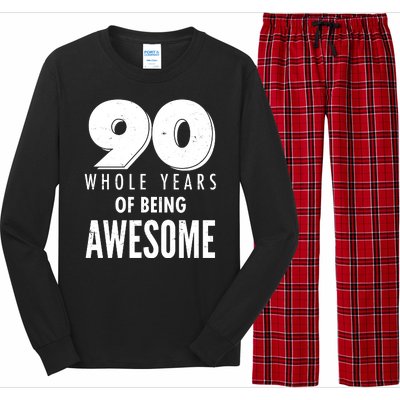 90 Whole Years of Being Awesome Birthday Long Sleeve Pajama Set