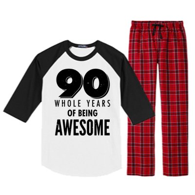 90 Whole Years of Being Awesome Birthday Raglan Sleeve Pajama Set