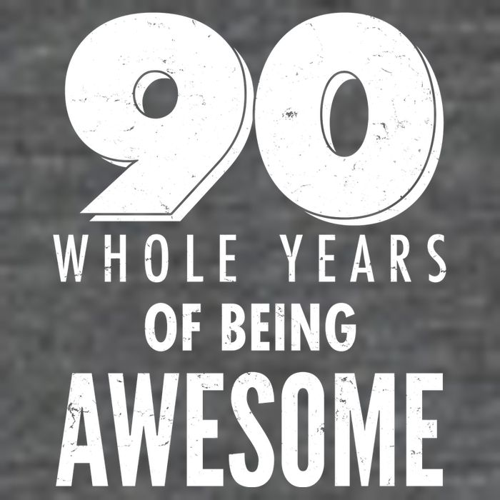 90 Whole Years of Being Awesome Birthday 7 Panel Mesh Trucker Snapback Hat