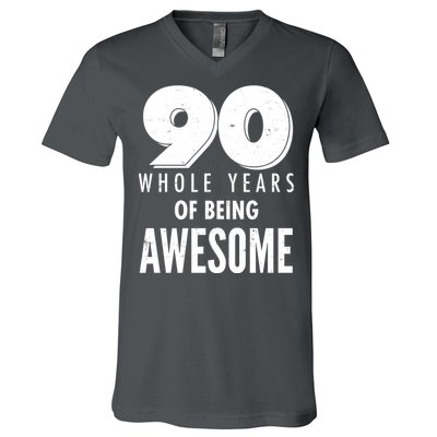 90 Whole Years of Being Awesome Birthday V-Neck T-Shirt