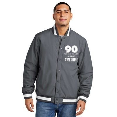 90 Whole Years of Being Awesome Birthday Insulated Varsity Jacket