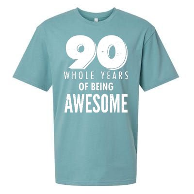 90 Whole Years of Being Awesome Birthday Sueded Cloud Jersey T-Shirt