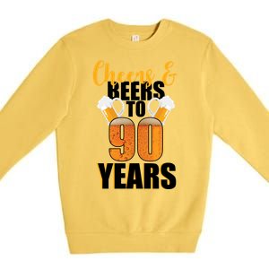 90th Birthday Cheers & Beers To 90 Years Premium Crewneck Sweatshirt