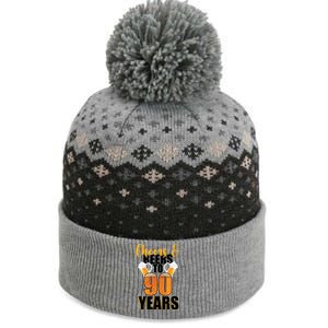 90th Birthday Cheers & Beers To 90 Years The Baniff Cuffed Pom Beanie