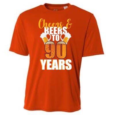 90th Birthday Cheers & Beers To 90 Years Cooling Performance Crew T-Shirt