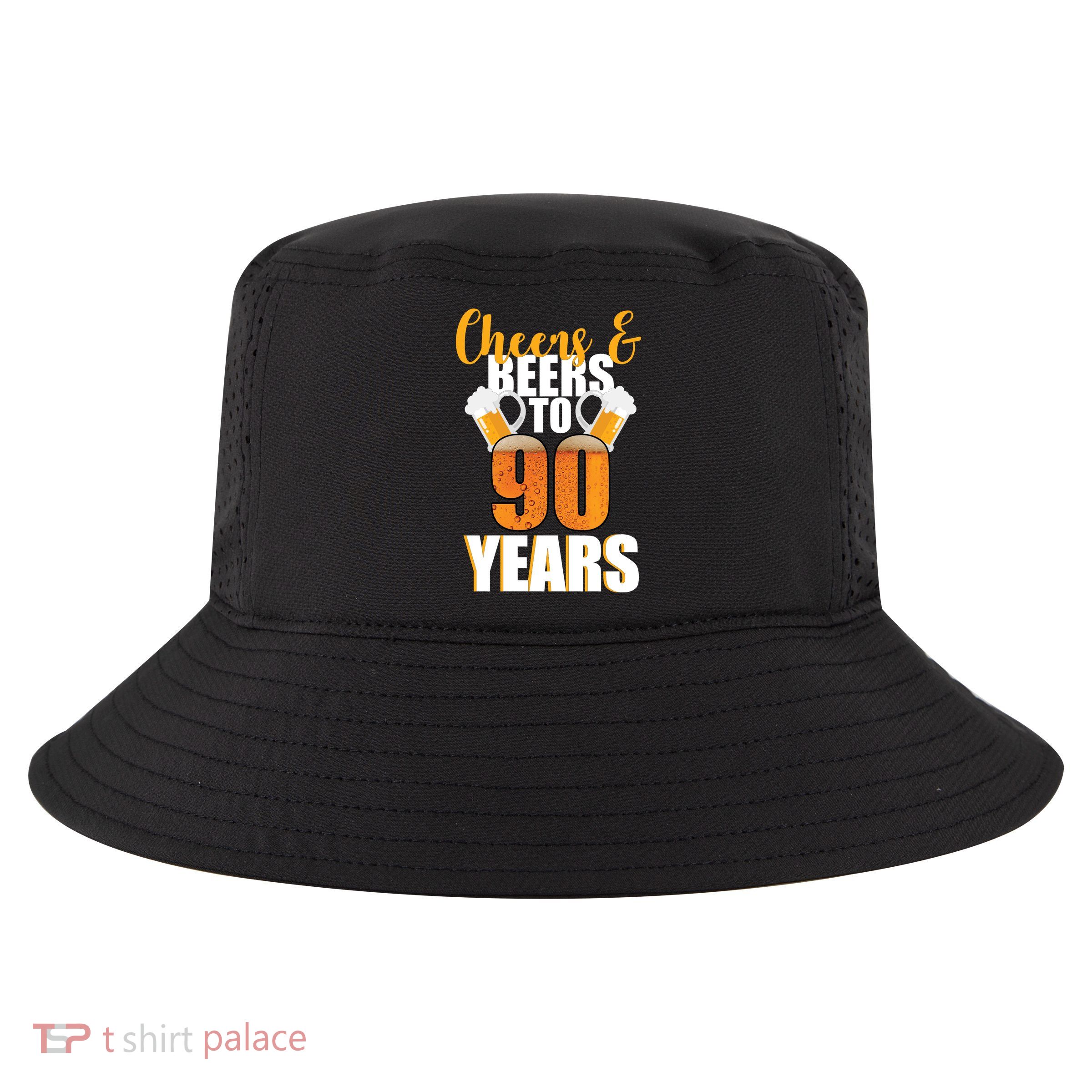 90th Birthday Cheers & Beers To 90 Years Cool Comfort Performance Bucket Hat