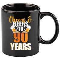 90th Birthday Cheers & Beers To 90 Years 11oz C Handle Ceramic Mug