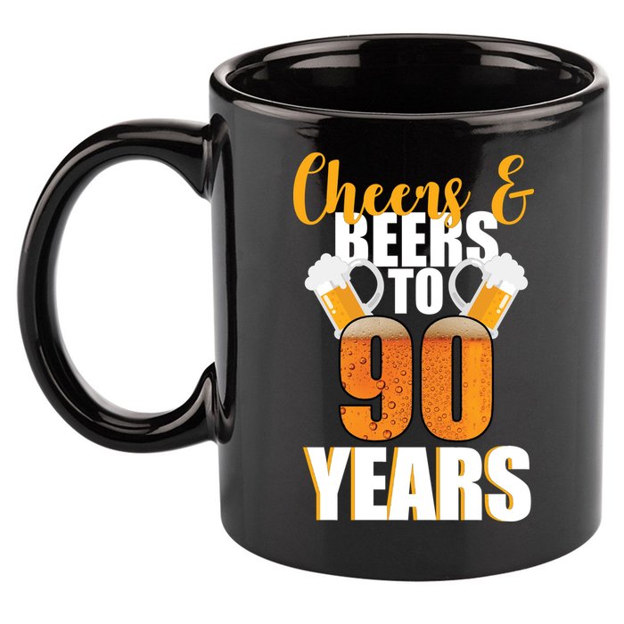 90th Birthday Cheers & Beers To 90 Years 11oz C Handle Ceramic Mug