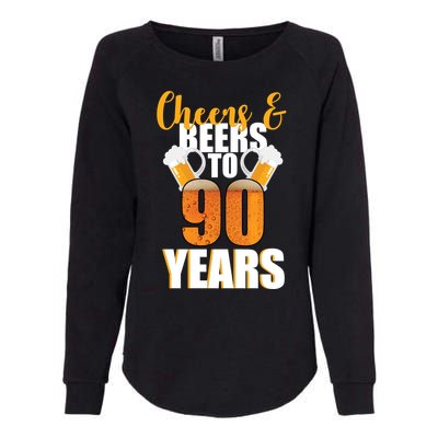 90th Birthday Cheers & Beers To 90 Years Womens California Wash Sweatshirt