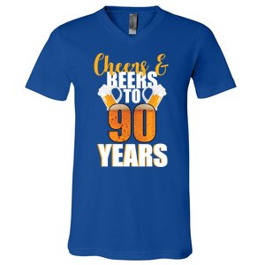 90th Birthday Cheers & Beers To 90 Years V-Neck T-Shirt