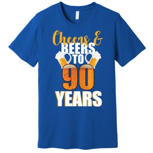 90th Birthday Cheers & Beers To 90 Years Premium T-Shirt