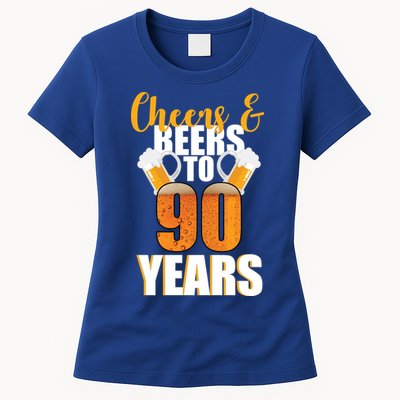 90th Birthday Cheers & Beers To 90 Years Womens T-Shirt