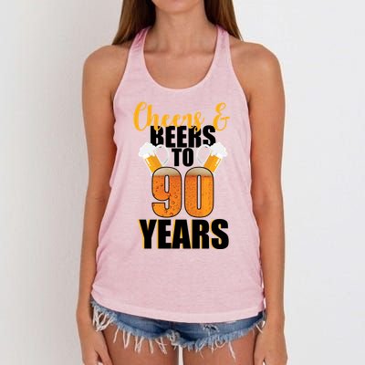 90th Birthday Cheers & Beers To 90 Years Women's Knotted Racerback Tank