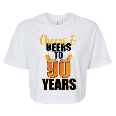 90th Birthday Cheers & Beers To 90 Years Bella+Canvas Jersey Crop Tee