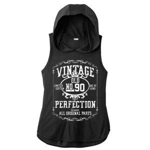 90th Birthday Genuine All Original Parts Ladies PosiCharge Tri-Blend Wicking Draft Hoodie Tank