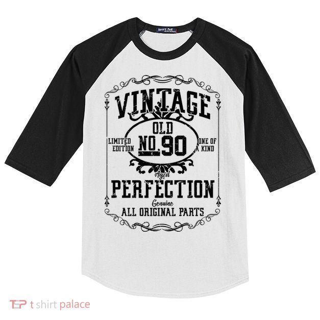 90th Birthday Genuine All Original Parts Kids Colorblock Raglan Jersey