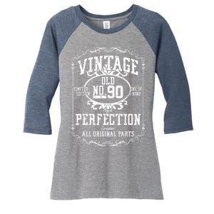 90th Birthday Genuine All Original Parts Women's Tri-Blend 3/4-Sleeve Raglan Shirt