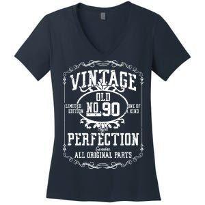 90th Birthday Genuine All Original Parts Women's V-Neck T-Shirt