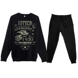 90th Birthday Legend Since 1930 Premium Crewneck Sweatsuit Set