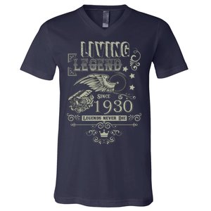 90th Birthday Legend Since 1930 V-Neck T-Shirt