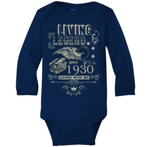 90th Birthday Legend Since 1930 Baby Long Sleeve Bodysuit