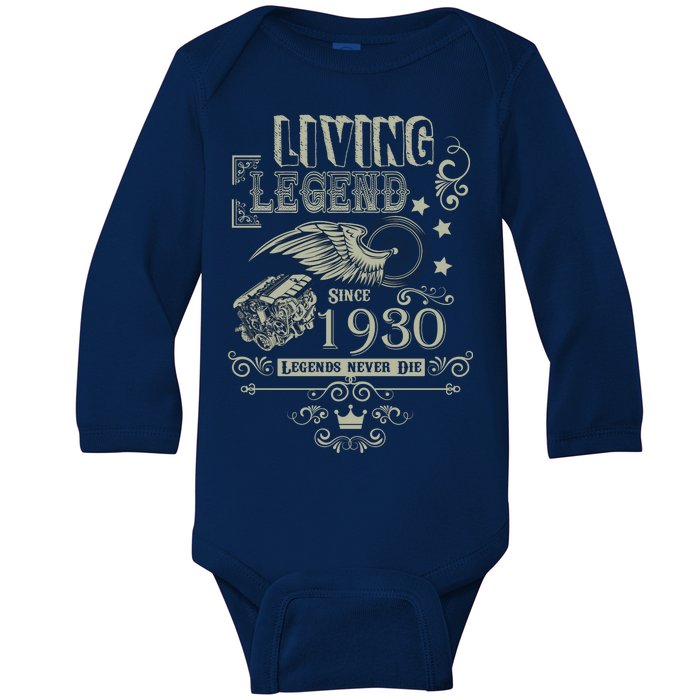 90th Birthday Legend Since 1930 Baby Long Sleeve Bodysuit