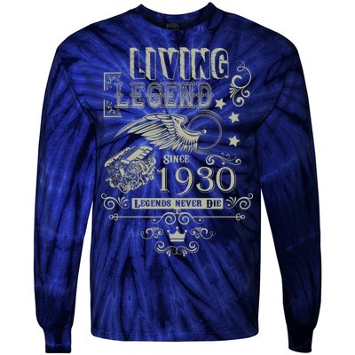 90th Birthday Legend Since 1930 Tie-Dye Long Sleeve Shirt