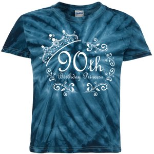 90th Birthday Princess Kids Tie-Dye T-Shirt