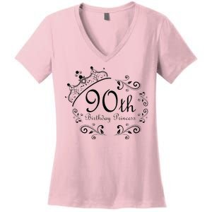 90th Birthday Princess Women's V-Neck T-Shirt