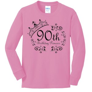 90th Birthday Princess Kids Long Sleeve Shirt