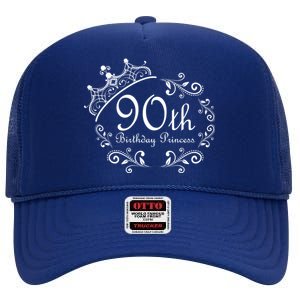 90th Birthday Princess High Crown Mesh Back Trucker Hat