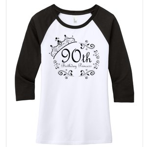 90th Birthday Princess Women's Tri-Blend 3/4-Sleeve Raglan Shirt