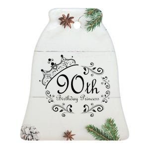 90th Birthday Princess Ceramic Bell Ornament