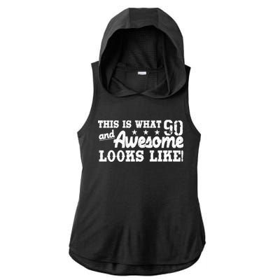 90th Birthday This Is What Awesome Looks Like  Ladies PosiCharge Tri-Blend Wicking Draft Hoodie Tank