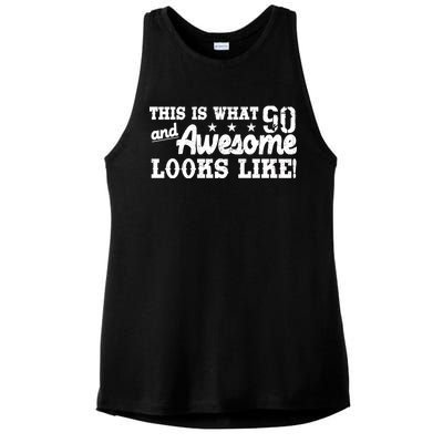 90th Birthday This Is What Awesome Looks Like  Ladies PosiCharge Tri-Blend Wicking Tank