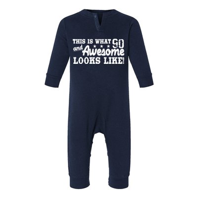 90th Birthday This Is What Awesome Looks Like  Infant Fleece One Piece