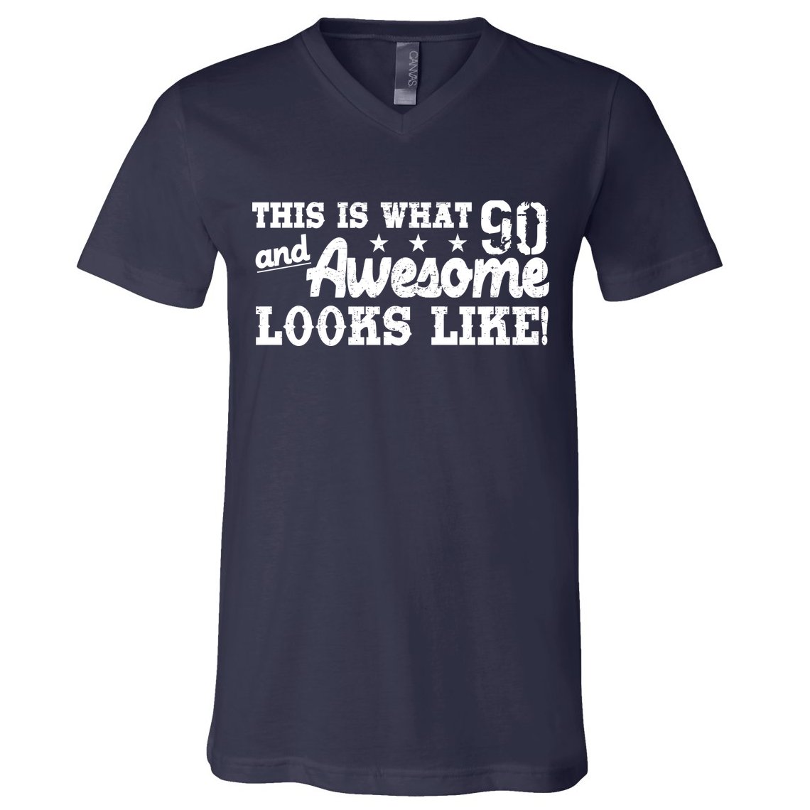 90th Birthday This Is What Awesome Looks Like  V-Neck T-Shirt