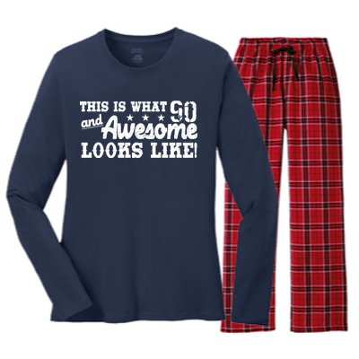 90th Birthday This Is What Awesome Looks Like  Women's Long Sleeve Flannel Pajama Set 